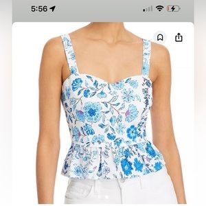 Aqua floral peplum top sz SM NWT